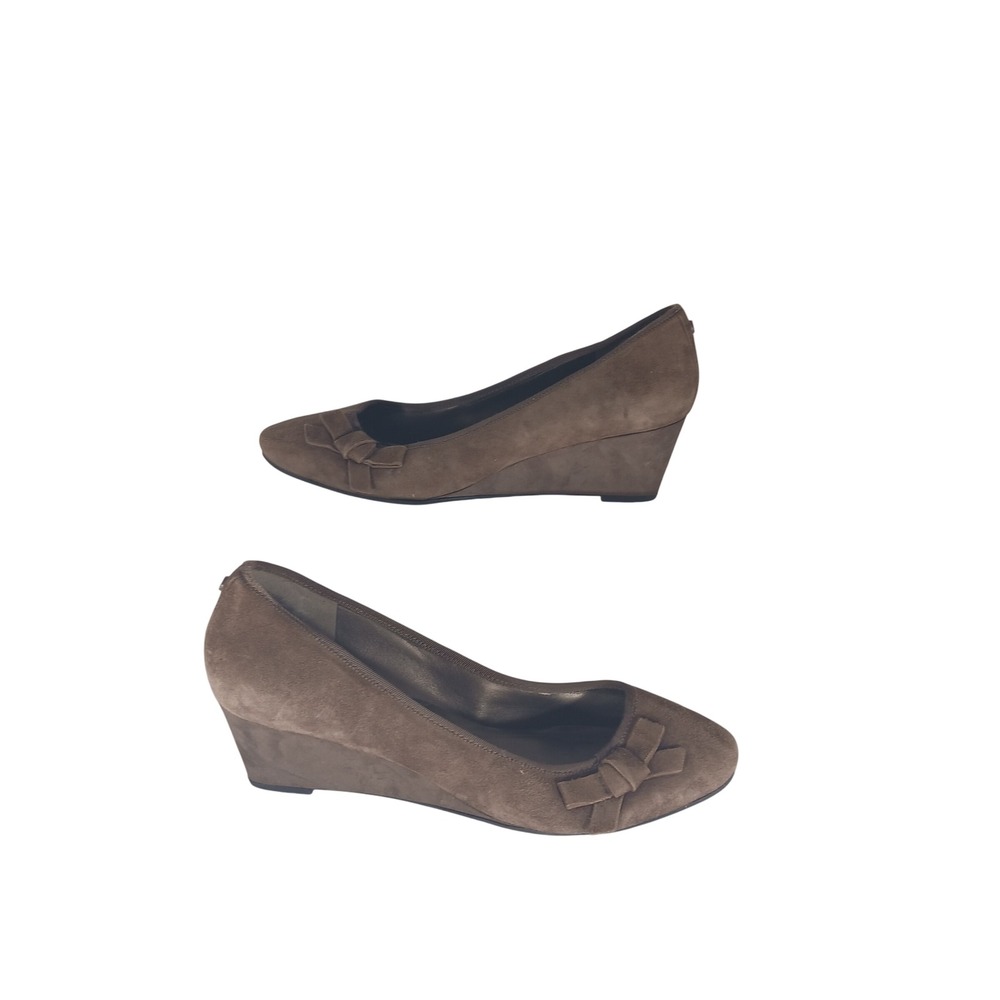 Easy Spirit Suede Wedge Pumps Size 10 Brown Bow Detail Classic Office Wear